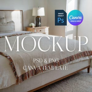 Woven Blanket Mockup, Woven Throw Blanket Mock Up, Print on Demand Woven Blanket Mockup, Photoshop Smart Object PSD, Canva Drag & Drop PNG