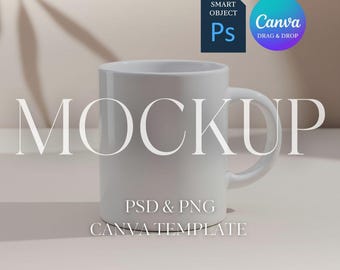 Maqueta de taza blanca, maqueta de taza de 15 oz y 11 oz, maqueta de taza neutra bohemia, maquetas de tazas de café, maqueta PSD de objeto inteligente de Photoshop, PNG para Canva