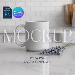 White Mug Mockup, 15 oz 11 oz  Mug Mockup, Modern Mug Mock Up, Coffee Mug Mockups, Photoshop Smart Object PSD Mockup PNG Canva Drag and Drop