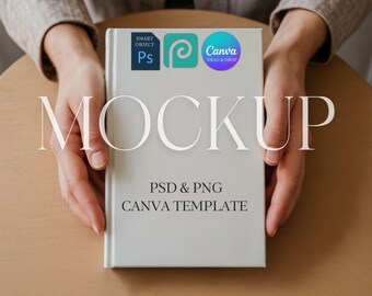 Hardcover Journal Mockup, Printify 5x7 Matte Journal Mock Up, Diary Notebook Cover Mockup, Canva Template Drag & Drop Photoshop Photopea PSD