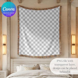 Woven Blanket Mockup, Woven Throw Blanket Mock Up, Print on Demand Woven Blanket Mockup, Photoshop Smart Object PSD, Canva Drag & Drop PNG image 4