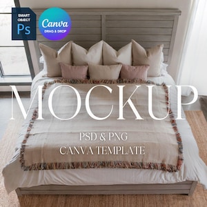 Woven Blanket Mockup, Woven Throw Blanket Mock Up, Print on Demand Woven Blanket Mockup, Photoshop Smart Object PSD, Canva Drag & Drop PNG