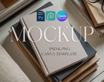 Hardcover Journal Mockup, Printify 5x7 Matte Journal Mock Up, Diary Book Cover Mockup, Canva Drag & Drop Photoshop Photopea PSD Smart Object