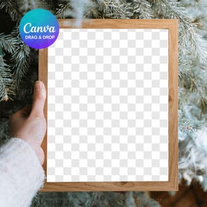 Christmas Frame Mockup, Holiday Wall Art Mock Up, Winter Framed Photo Mockup, Natural Frame Mockup, Photoshop Smart Object PSD, Canva PNG image 3