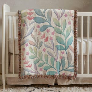 Baby Woven Blanket Mockup, Kids Woven Throw Blanket Mock Up, Nursery Woven Blanket Mockup, Photoshop Smart Object PSD, Canva Drag & Drop PNG image 2