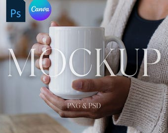Maqueta de taza blanca, maqueta de taza de 15 oz y 11 oz, maqueta de taza de café, maquetas de tazas de café, maqueta PSD de objeto inteligente de Photopea para Photoshop, PNG para Canva
