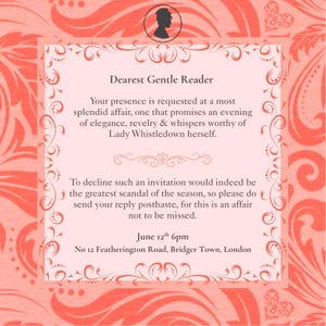 Bridgerton Party Invitation: Elegant Royal Event Invite (Editable Template)