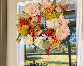 Decoración de corona de otoño para la puerta
