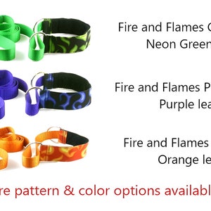 Lure Coursing Slip Lead, Fast CAT, Tally Ho, 1.5 inch, 2 inch, Fire and Flames, red, blue, purple, orange, pink, green-You Pick Your Pattern