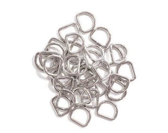 50 pieces - 3/4” steel welded d-rings, nickel plated, dog collar d rings, .75 inch dee rings