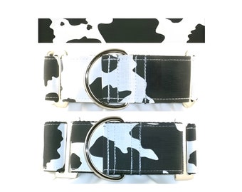Holy Cow Print Dog Collar - Martingale Dog Collar - Buckle Martingale Collar - Side Release Dog Collar - Tag Collar - Dog Leash