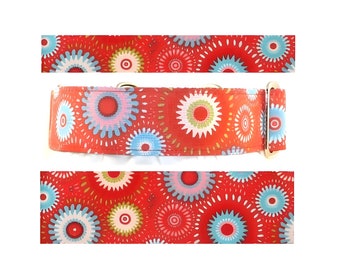 Flare Red Dog Collar - Martingale Dog Collar - Buckle Martingale Collar - Side Release Dog Collar - Tag Collar - Dog Leash