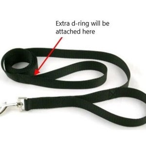 Double Handle Nylon dog leash with d-ring for doggy bags or attachments, 2 handle nylon dog leash-5 foot or 6 foot