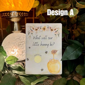 Carte da grattare per rivelare il sesso del bambino - Honey Bee Wildflower Buzz / Annuncio del sesso del bambino, Gioco per baby shower, Sorpresa per lui o lei, Maschio o femmina