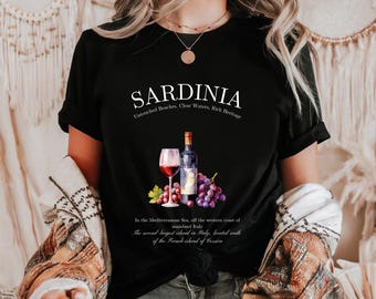 Sardinia Wine Lover's Unisex Tee, Casual Graphic T-Shirt for Foodies, Gift for Wine Enthusiasts, Travel Souvenir, Summer Vibes