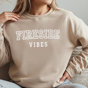 Suéter acogedor junto a la chimenea, manga larga acogedora de otoño, cuello redondo de otoño, regalo para ella, ropa de otoño, regalo cálido, suéter de Acción de Gracias de otoño