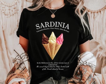 Sardinien Eiscreme T-Shirt, Vintage Sommer Shirt, Unisex Baumwolle T-Shirt, Eis Liebhaber Geschenk, Beachwear, Reise Souvenir