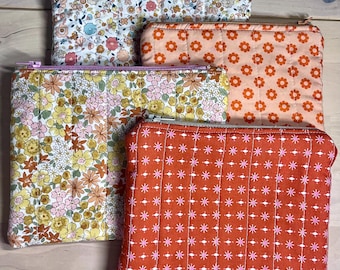 Quilted Zipper Travel Pouch for Women and Teens, Makeup Bag or Cosmetic Case, Kindle Sleeve