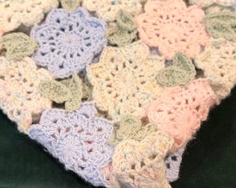Handmade Crochet Floral Baby Blanket – Pastel Granny Square Nursery Blanket