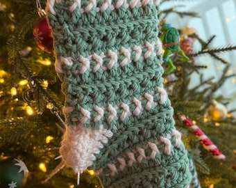 Handmade Knitted Christmas Stockings | Cozy Knit Holiday Stockings | Yellow & Green Stockings | Christmas Decor