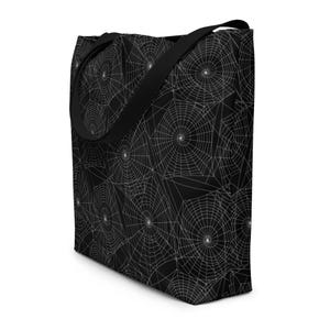 Halloween Spiderweb Large Tote Bag, Creepy Gothic AOP Market Grocery Bag, Trendy Reusable Shopping Bag, Halloween Gifts, Fall Gifts for Her