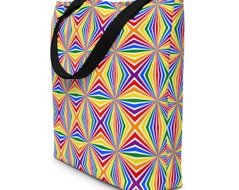 Rainbow Fireworks Large Tote Bag, Gay Lesbian Rainbow Pride Market Grocery Bag, Trendy Reusable Shopping Bag, LGBTQ Gift, Pride Festival Bag