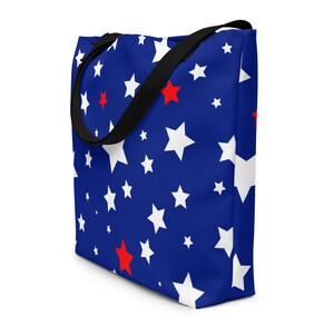 USA Flag Patriotic Stars Large Tote Bag, American Flag Pattern Market Grocery Bag, USA Travel Streetwear Shopping Bag, USA Patriotic Gifts