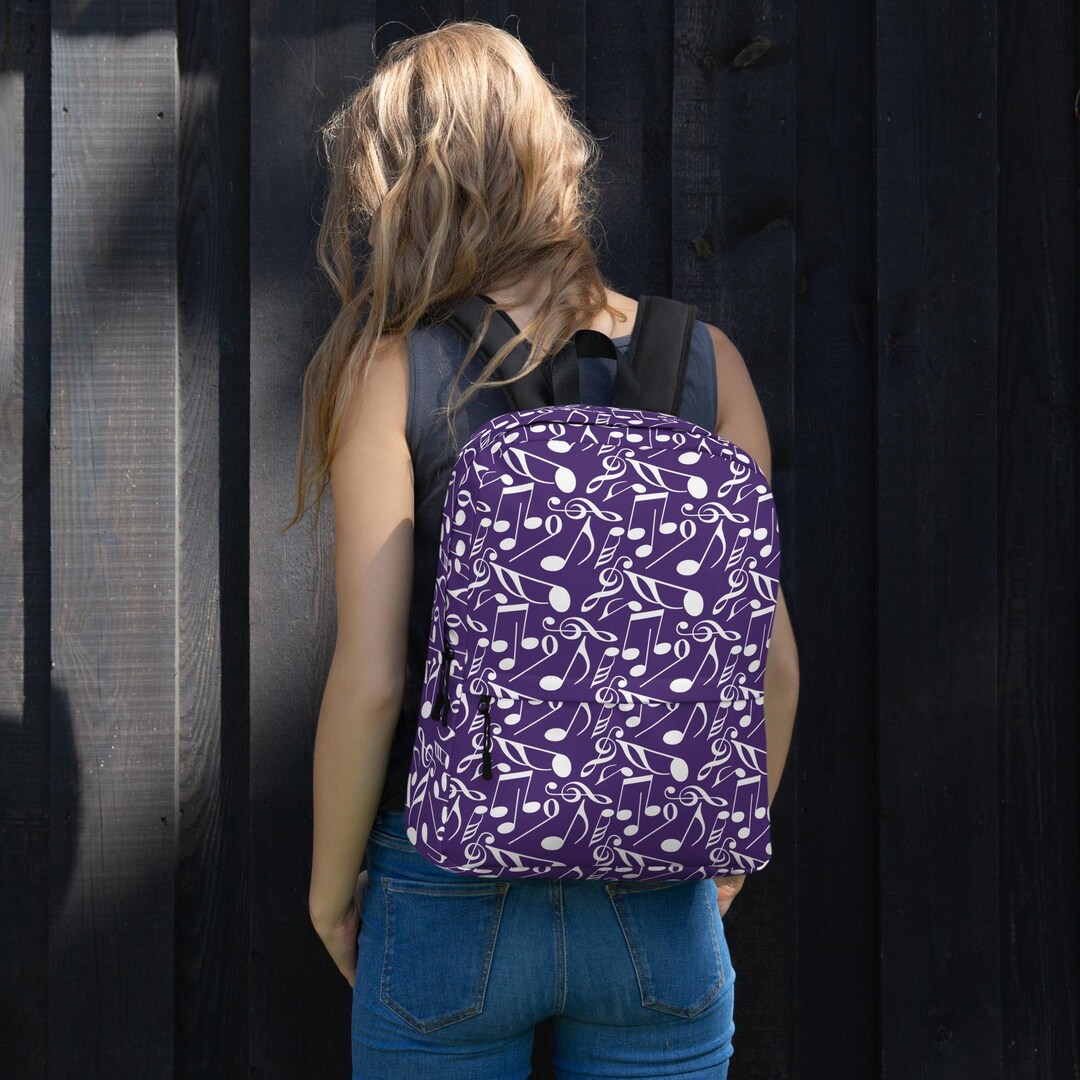 Music Repeat Pattern Rucksack Music Notes Printed Backpack, Musician Concert Bag, Unique Aesthetic ...