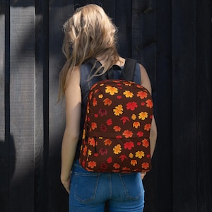 Fall Autumn Leaves Printed Backpack, Aesthetic Back to School Zipper Backpack, All over Print Laptop Bag, Weekend Bag, Nature Lovers Gift
