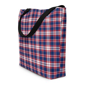 Patriotic Plaid Tote Bag: USA Flag Market Bag