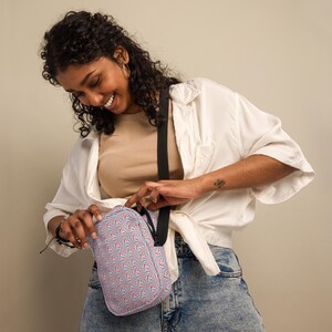 USA Flag Patriotic Fireworks Crossbody Bag, American Flags AOP Zipper Essential Bag, Makeup Cosmetic Bag, Toiletry Bag, USA Patriotic Gifts