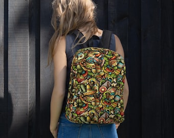 Cinco de Mayo Printed Backpack, Mexican Festival Travel Backpack, Western Traveler Bag, Aesthetic School College Backpack, Mexican Gifts