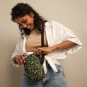 Parrots Bird Printed Crossbody Bag, Small Accessories Shoulder Bag, Makeup Cosmetics AOP Bag, Travel Essentials Bag, Parrot Lover Gifts