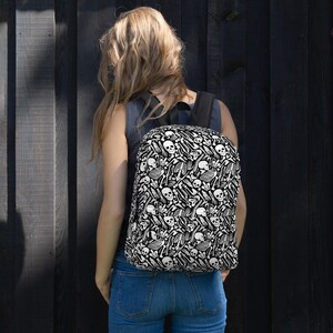 Halloween Skeleton Bones Printed Backpack, Festival Holiday Backpack, Trendy School College Backpack, Laptop Backpack, Fall Halloween Gifts