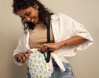 Rubber Ducky Printed Crossbody Bag, Duck Printed Accessories Bag, Duck Lover Gift, Makeup Cosmetic Zipper Bag, Evening Purse, Gifts for Her