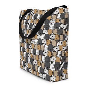 Puppy Dogs Printed Large Tote Bag, Dog Mom Tote Bag Aesthetic, Dog Themed Gifts, Reusable Grocery Market Bag, Beach Bag, Dog Lovers Gift
