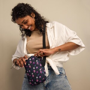 Universe Planets Printed Crossbody Bag, Outer Space Galaxy AOP Essentials Bag, Zipper Travel Bag, Multi-Purpose Bag, Astronomy Makeup Purse