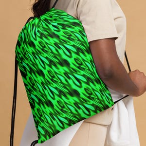 Fire Flame Printed Drawstring Bag, All Over Print Streetwear Fashion Bag, Drawstring Pouch, Small Travel Accessories Bucket Bag