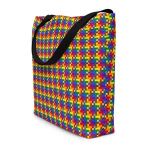 Rainbow Checker Large Tote Bag, Gay Lesbian Rainbow Pride Market Grocery Bag, Trendy Reusable Shopping Bag, LGBTQ Gifts, Pride Festival Bag