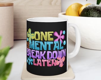 Vibrant Ceramic Coffee Mug: Glossy Finish, Cheerful Design