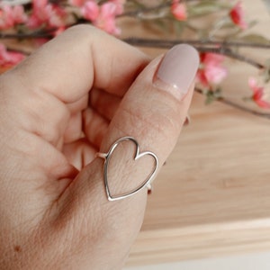 Heart Ring Large Heart Ring Open Heart Ring Sterling Silver Heart Ring Love Ring Gift for Her