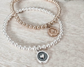 Sterling Silver / Gold filled bracelet with Heart charm