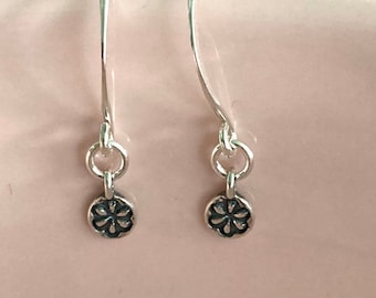 Tiny Sterling Silver Daisy Earrings: Minimalist Flower Jewelry