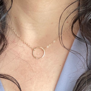 Gold Circle Necklace Karma Necklace Circle Necklace hammered Circle Eternity Necklace Forever Necklace