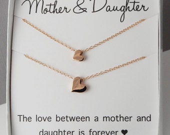 Mother & Daughter Necklaces, heart necklace, love forever, twin necklace, gold heart necklace