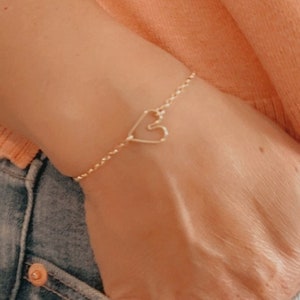 Heart Bracelet Sterling Silver Heart Bracelet Gold Heart Bracelet Layering Bracelet Gold Heart bangle