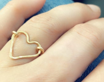 Hammered Heart ring Sterling silver, 14k Gold fill, 14k Rose gold fill