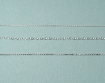 Sterling Silver Chain: Cable, Ball, Oval Styles