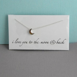 Crescent Moon Necklace I love you to the Moon and Back 3d Moon Necklace Sterling Silver Moon Necklace