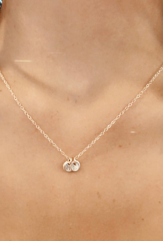 Dainty Initial Necklace: 14k Gold Fill or Sterling Silver Charm